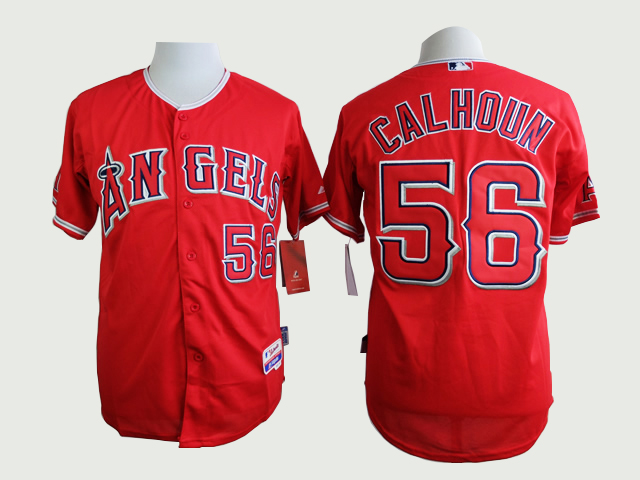 Men Los Angeles Angels #56 Calhoun Red MLB Jerseys